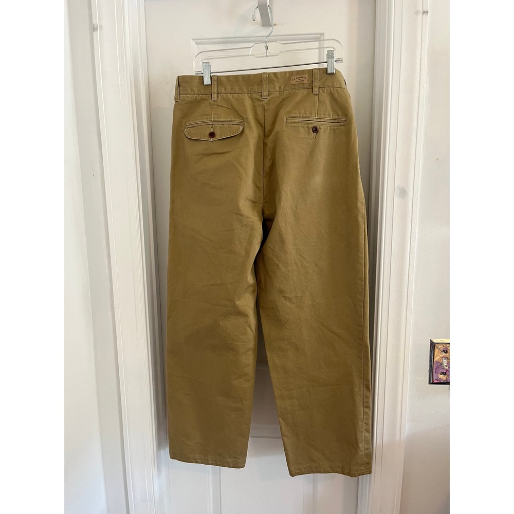Filson Mens Pleated Chino Trousers Khaki Tan Cotton Twill - Picture 4 of 7